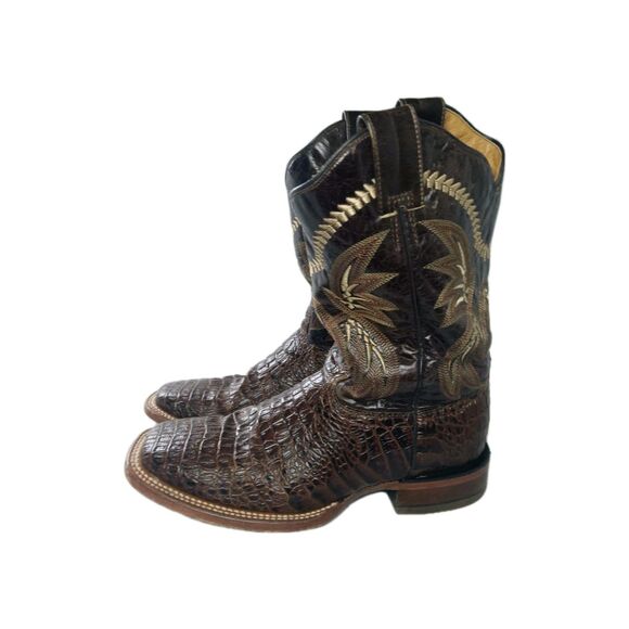 SOTO Boots Caiman Belly Print Men\'s Cowboy Boots Size 9 Brown main image 4